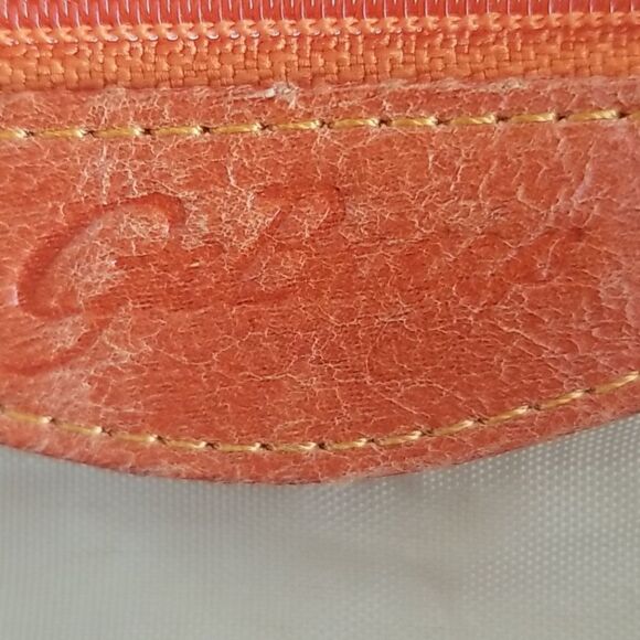 Vegan Leather Shoulder Bag, Aubergine/Orange, EUC - Picture 6 of 8